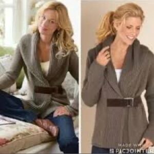 Soft Surroundings Brown Belted Cardigan country weekend medium VGUC fall winter
